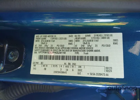 2023 Ford F-150 Xlt from USA, damaged, VIN 1FTFW1E52PKE24118